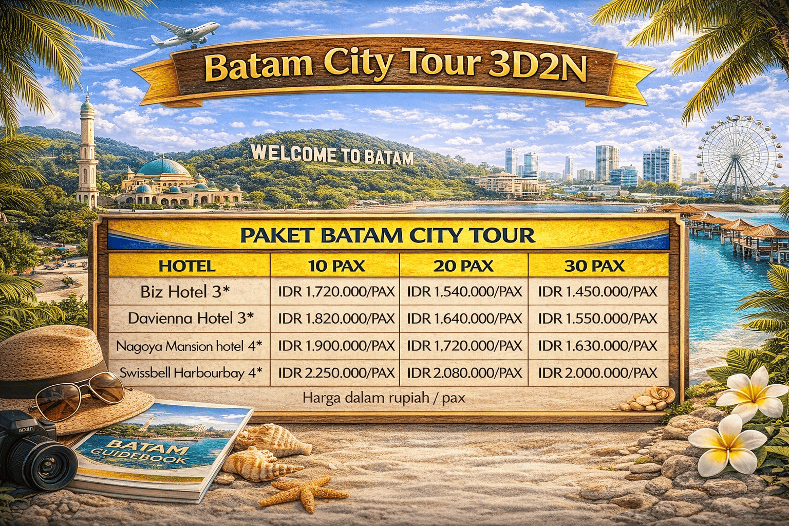 Pricelist Batam City tours